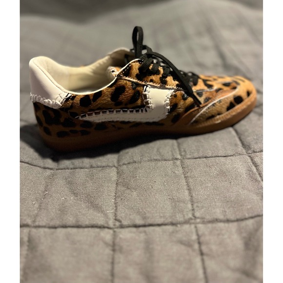 Dolce Vita Leopard Calf Hair Sneakers Tan Black White Leather 0537B Womens 8-9 - Picture 5 of 10